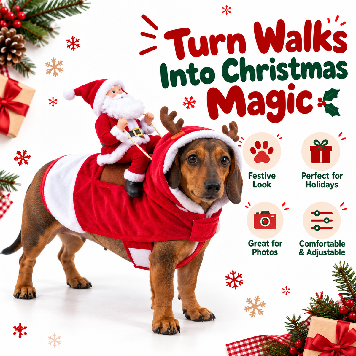 Santa Rider Dog Costume
