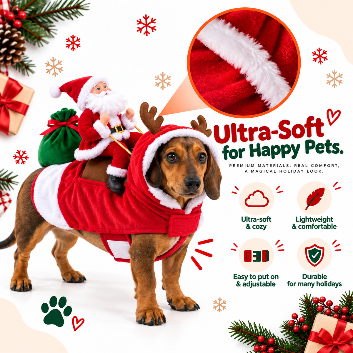 Santa Rider Dog Costume